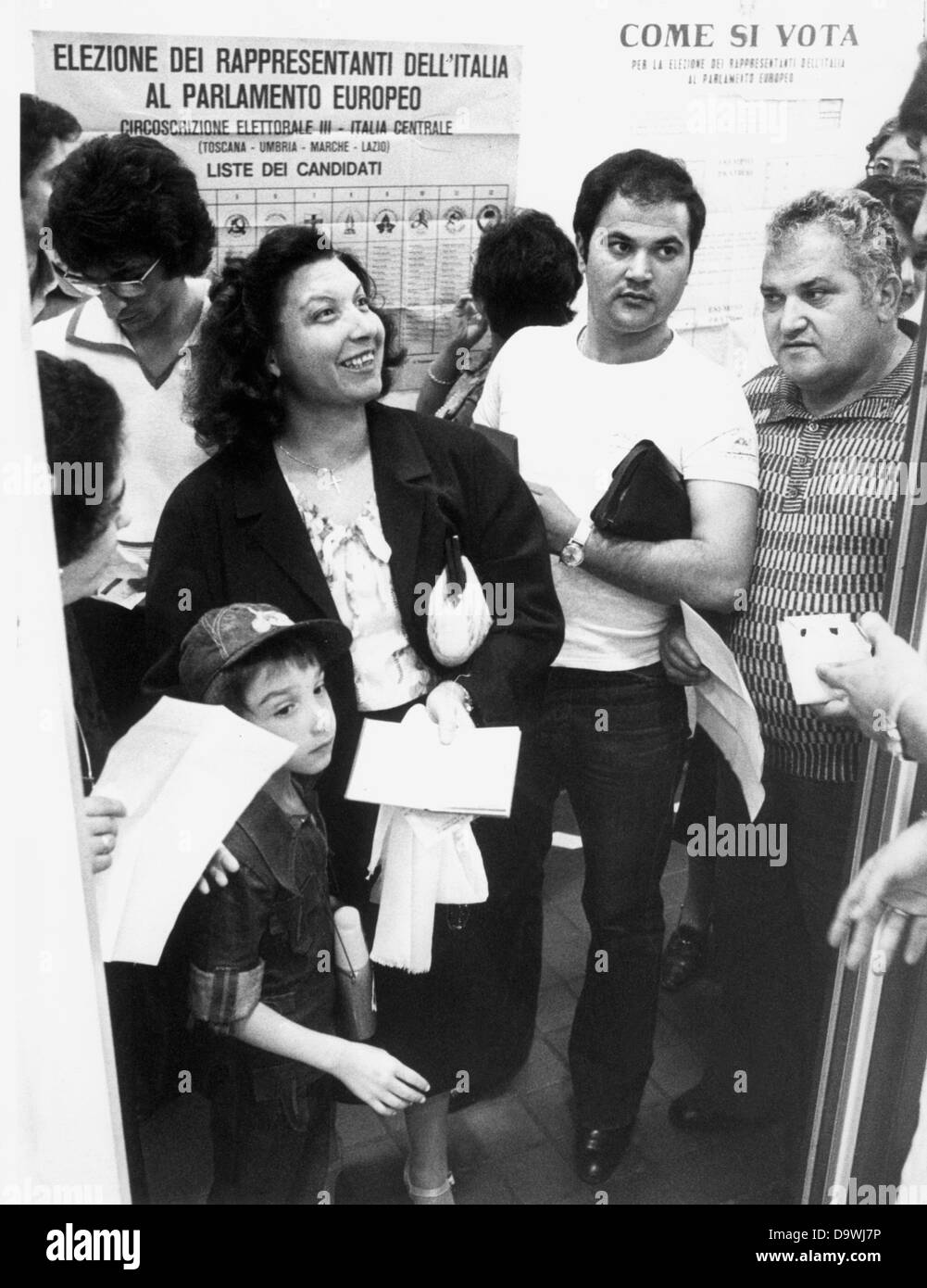 Italian guest workers cast their vote on the occasion of the elections in the European Union in a polling station in Frankfurt am Main on the 9th of June in 1979. Stock Photo