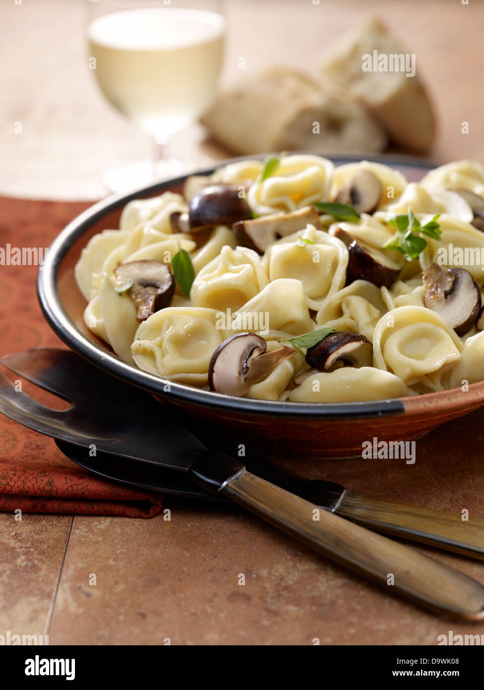 mushroom tortellini Stock Photo