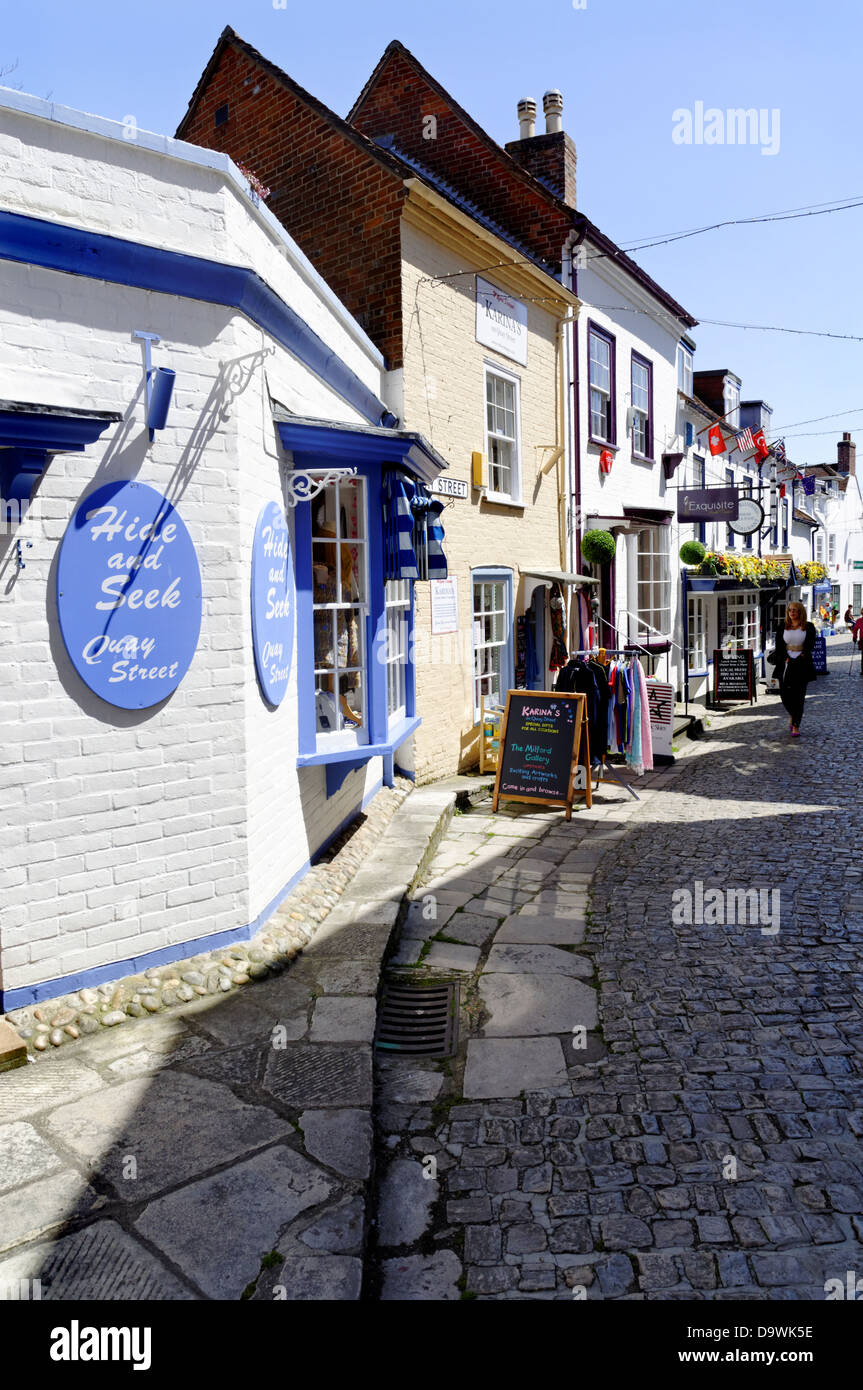 Shops Quay Road, Lymington, Hampshire, England, UK, GB Stock Photo Alamy