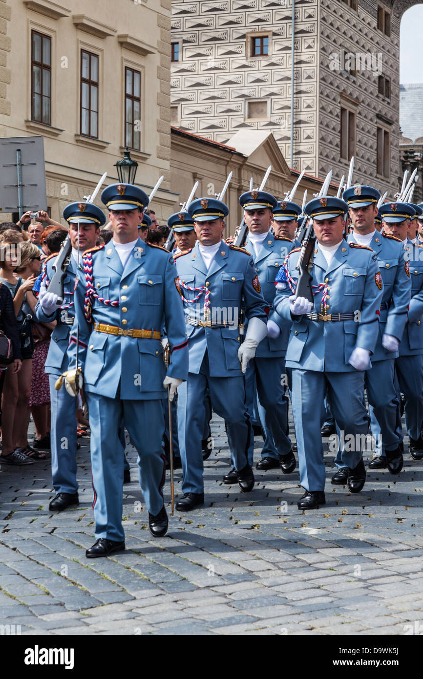 Changing of the Guards ceremony at Prague Castle, Czech Republic. Stock Photo