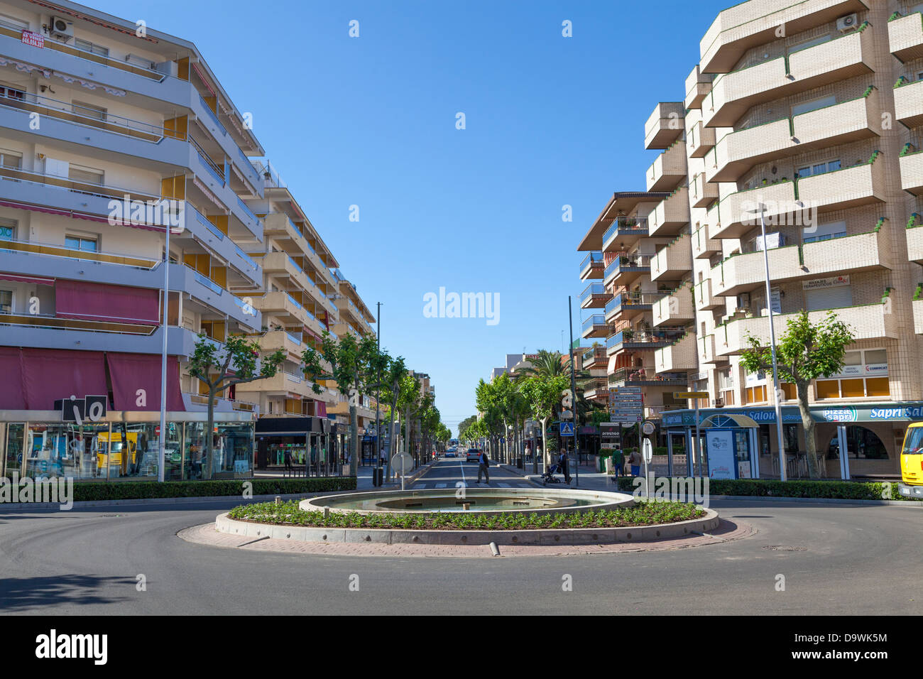 Apartment buildings on quiet main street in Salou Spain Stock Photo Alamy
