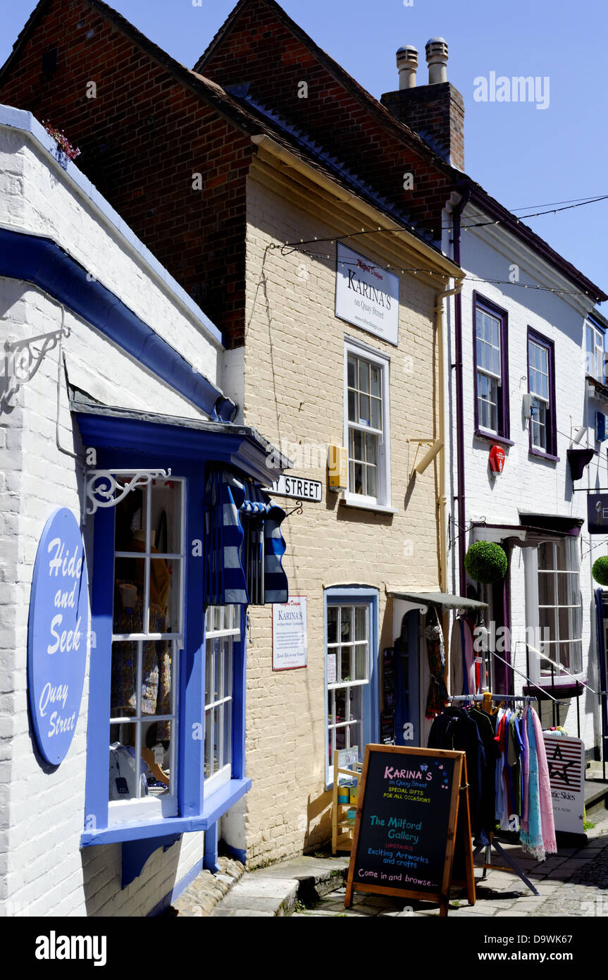 Shops Quay Road, Lymington, Hampshire, England, UK, GB Stock Photo Alamy