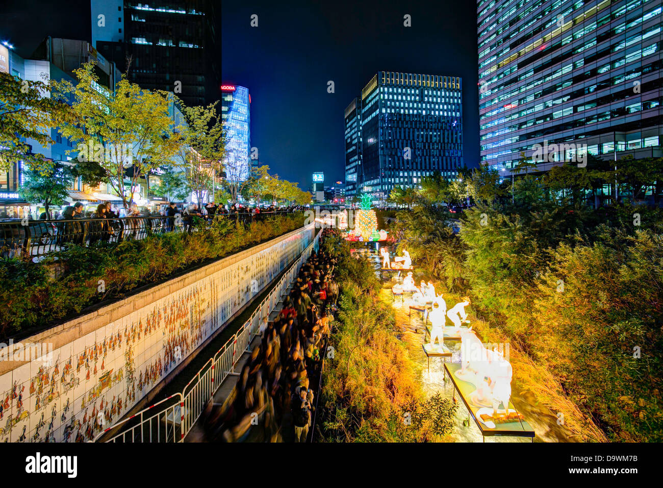 Lantern Festival held annually along the Cheonggyecheon Stream, Seoul, South Korea, Asia Stock Photo