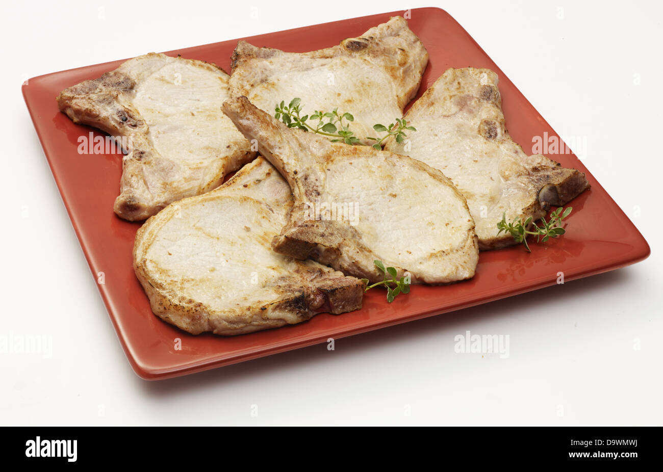 prepared pork loin chops Stock Photo