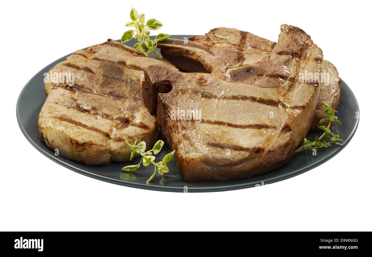 prepared assorted pork chops Stock Photo