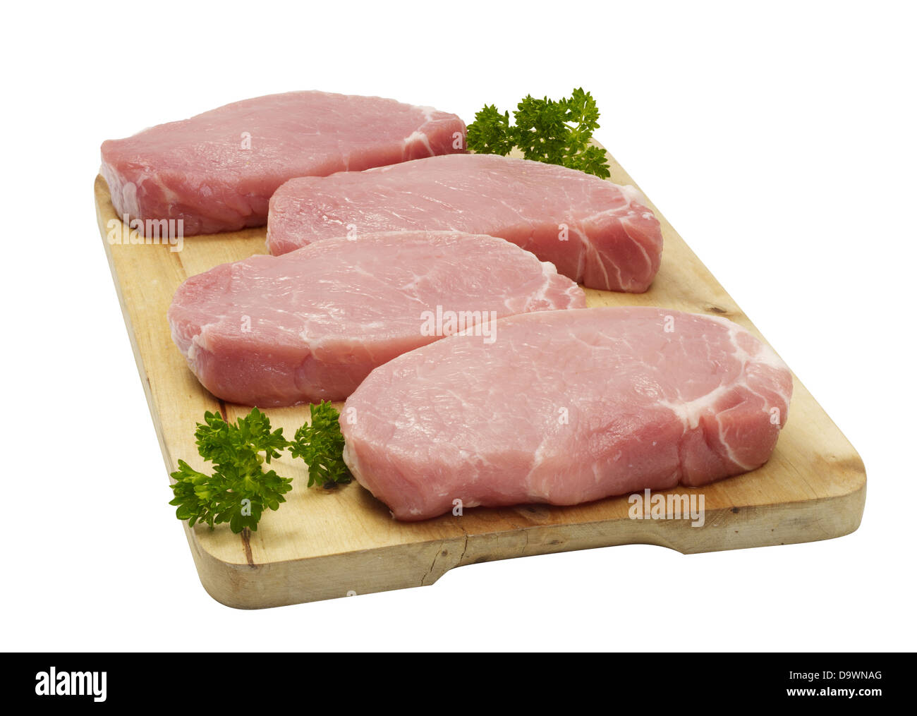 raw pork loin chop boneless Stock Photo