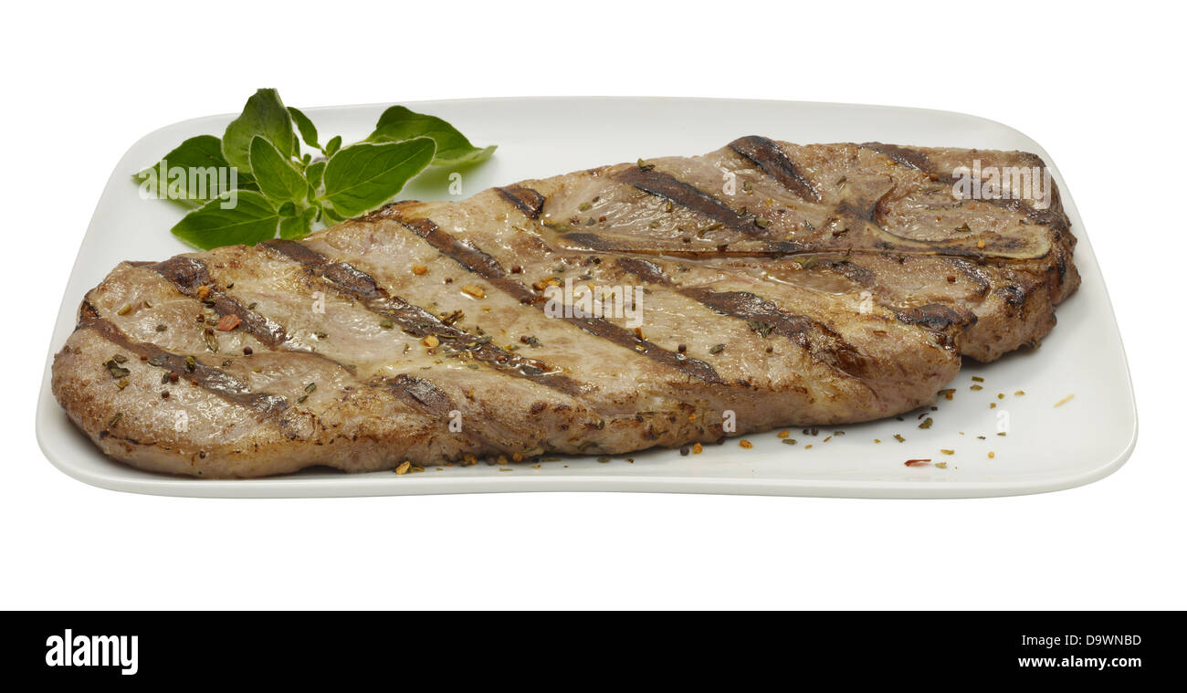 prepared pork shoulder steak bone Stock Photo