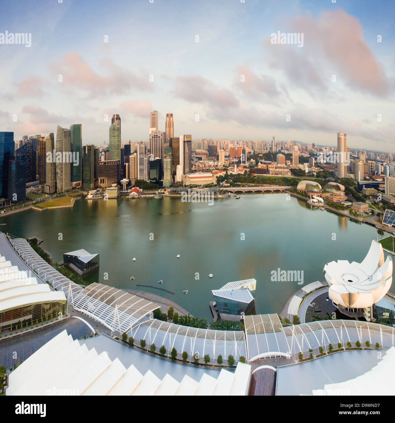 Southeast Asia, Singapore, Elevated view over the City Centre and Marina Bay Stock Photo