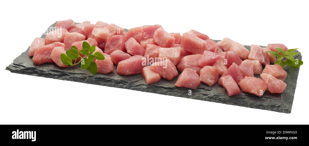 raw boneless diced pork Stock Photo