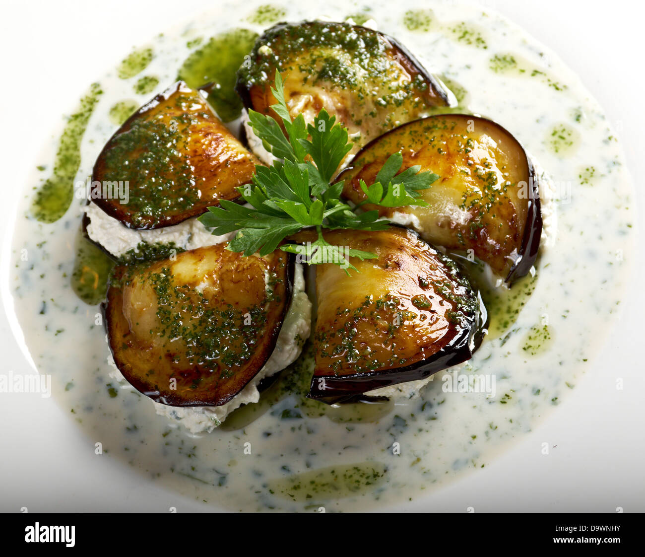 roasted eggplant with mozzarella.closeup Stock Photo Alamy