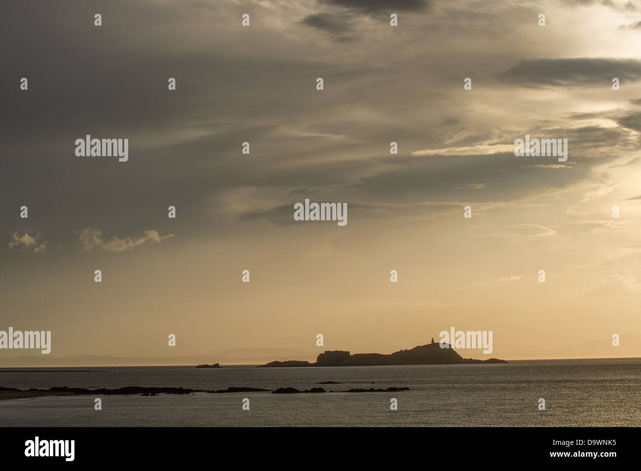 Fidra Island/Lighthouse of the East Lothian Coastline Stock Photo