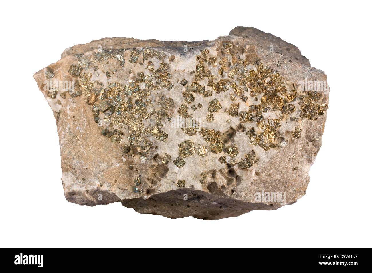 Hydrothermal quartz vein with pyrite Stock Photo