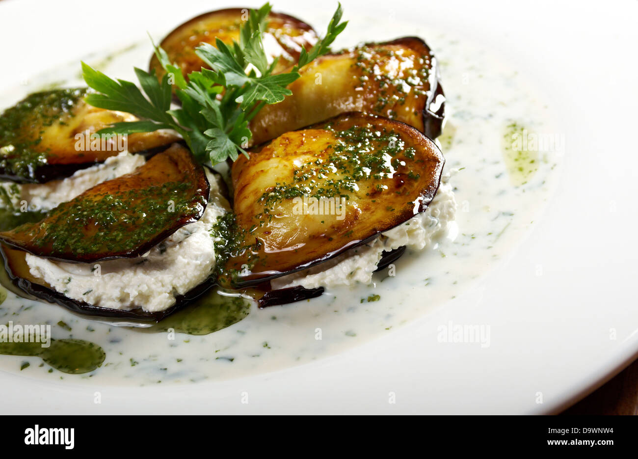 roasted eggplant with mozzarella.closeup Stock Photo Alamy