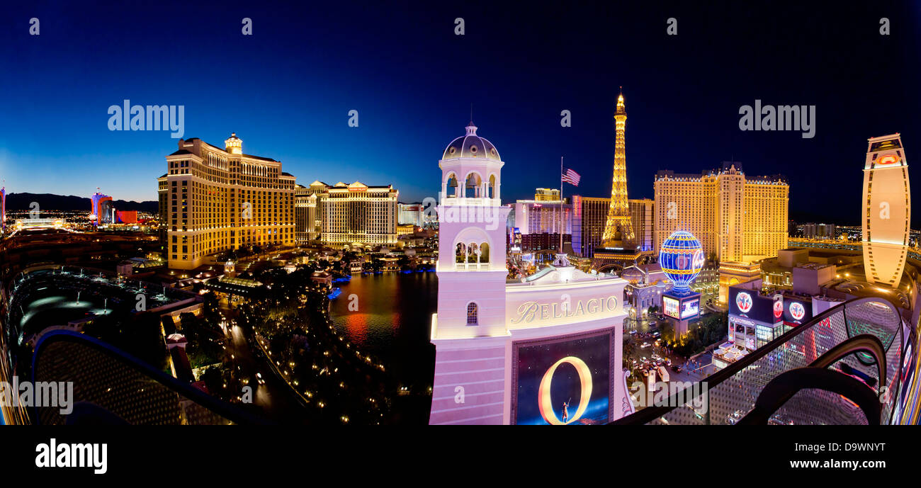 Stitched Panorama of the Strip, Las Vegas, Nevada USA Stock Photo