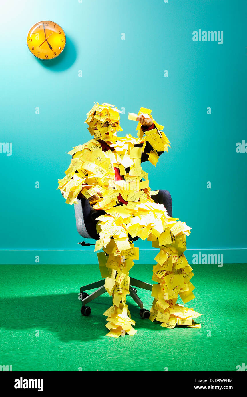 man cover of post its Stock Photo