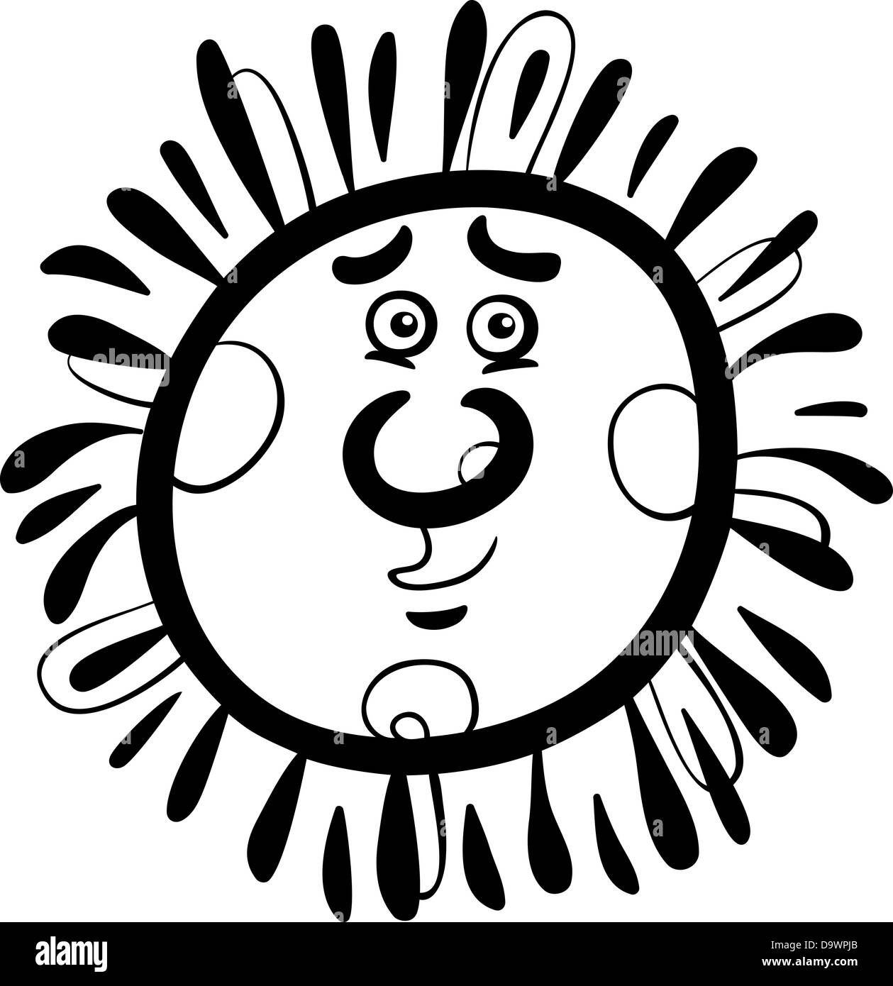 Drawing cute smiling cartoon sun Black and White Stock Photos & Images
