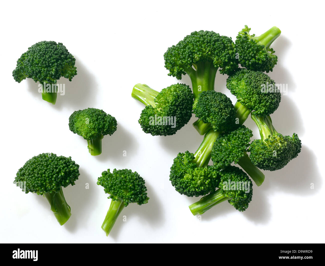 Broccoli on white surface Stock Photo