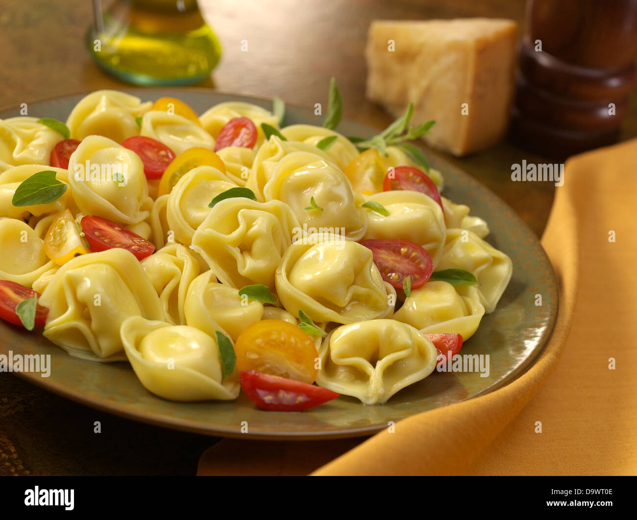 plate of tortellini Stock Photo