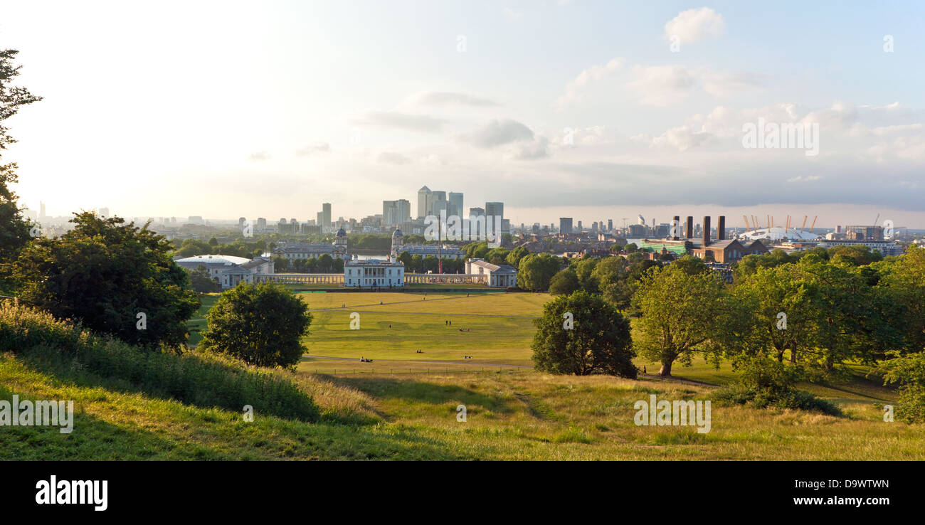 Canary Wharf From Greenwich Park London UK Stock Photo