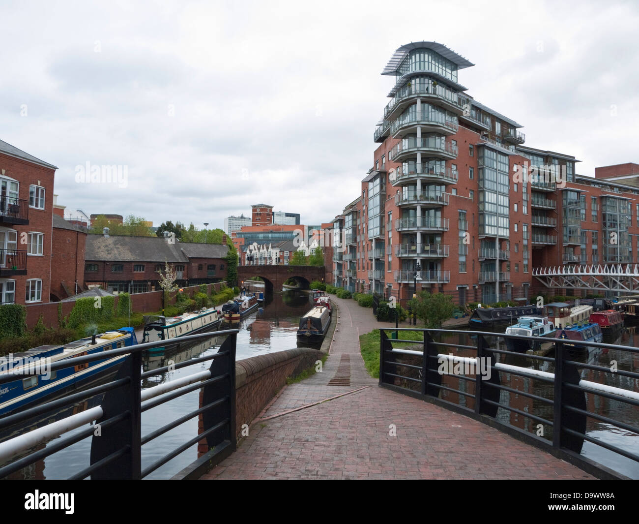 Inner city apartments along the Canalside Walk, near Brindley Place