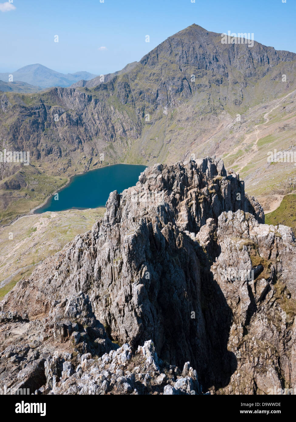 Yr Wyddfa The Summit Of Snowdon Rises Over Glaslyn Viewed From