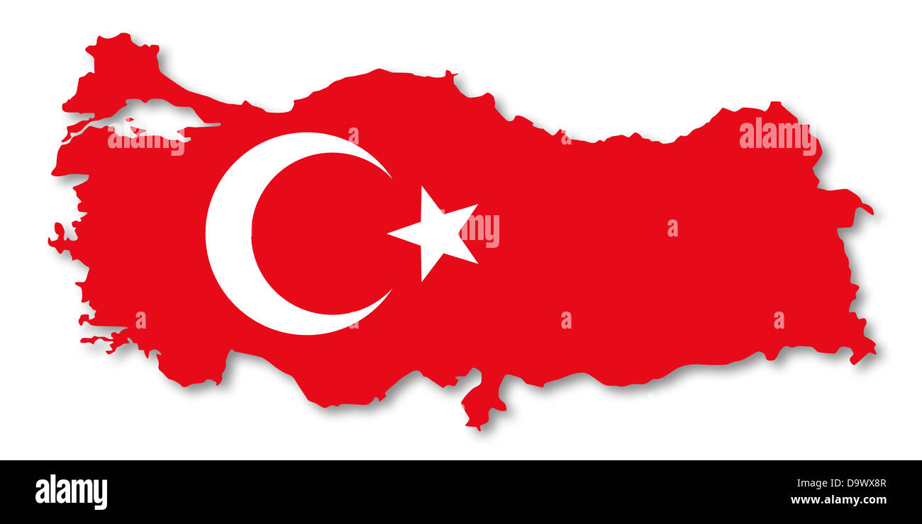 Map and flag of Turkey Stock Photo