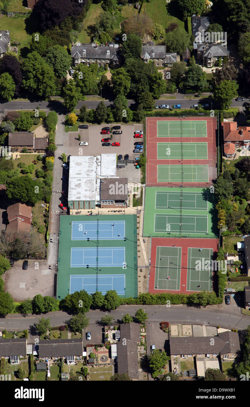 aerial view of the East Anglia Tennis & Squash Club Tennis Club in Norwich Stock Photo