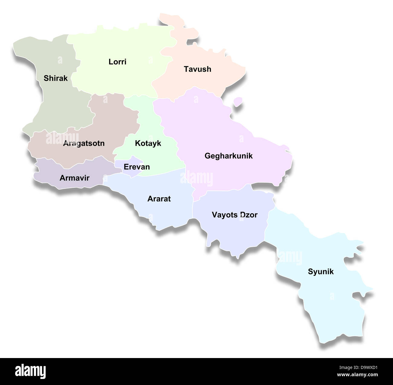 Map of Armenia Stock Photo