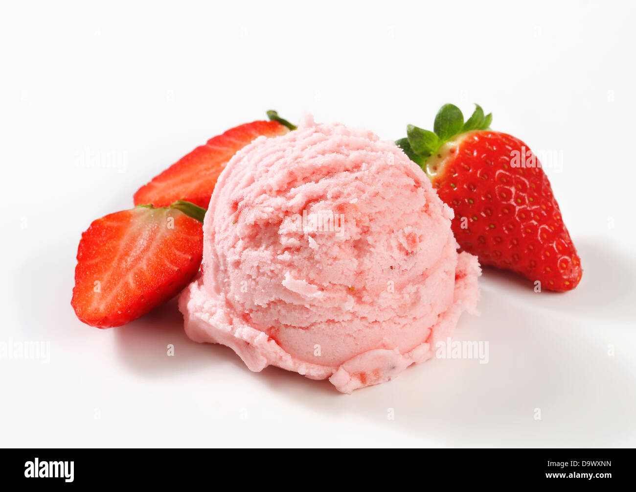 Scoop of strawberry ice cream - studio shot Stock Photo
