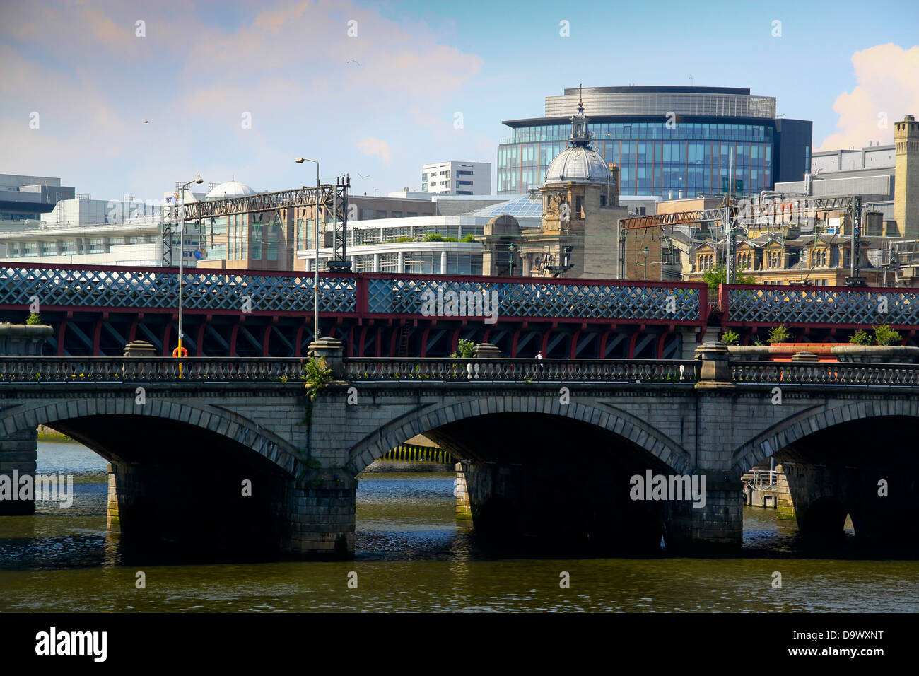 Glasgow Bridge and Central Station railway bridge Stock Photo