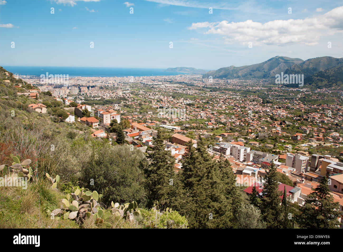 Palermo - outlook over the town from Monreale Stock Photo