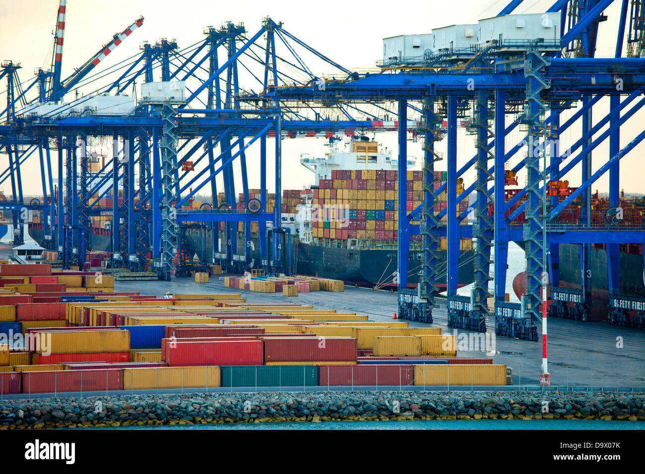 shipping yard and cranes in grand bahama Stock Photo
