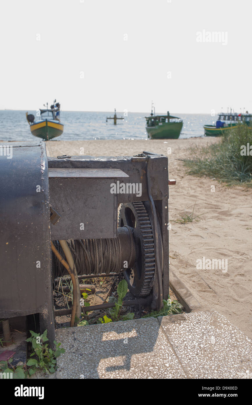 Fishing boats on the beach in Gdynia Orlowo. Poland. Stock Photo