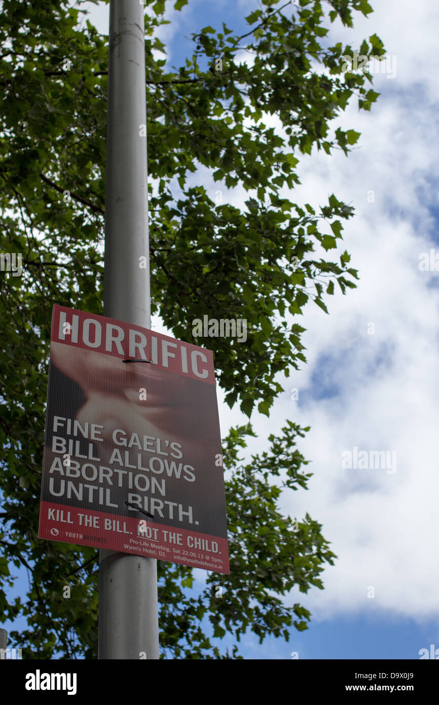 Anti abortion poster attached to a lamp post, Dublin, Ireland. Stock Photo