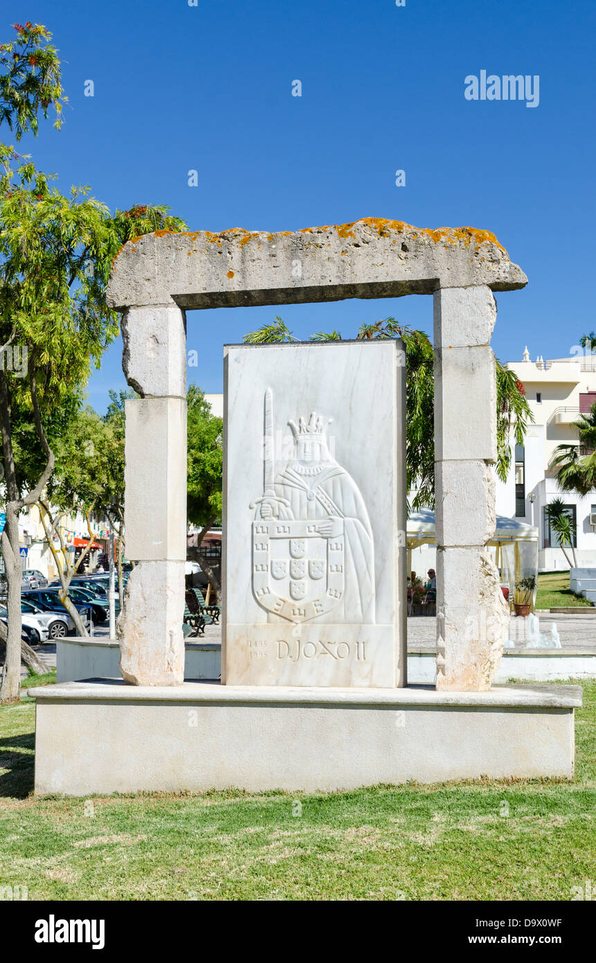 Stone sculpture in the Algarve town of Alvor Stock Photo