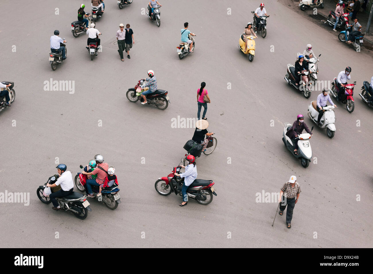 scooter traffic in Hanoi, Vietnam Stock Photo