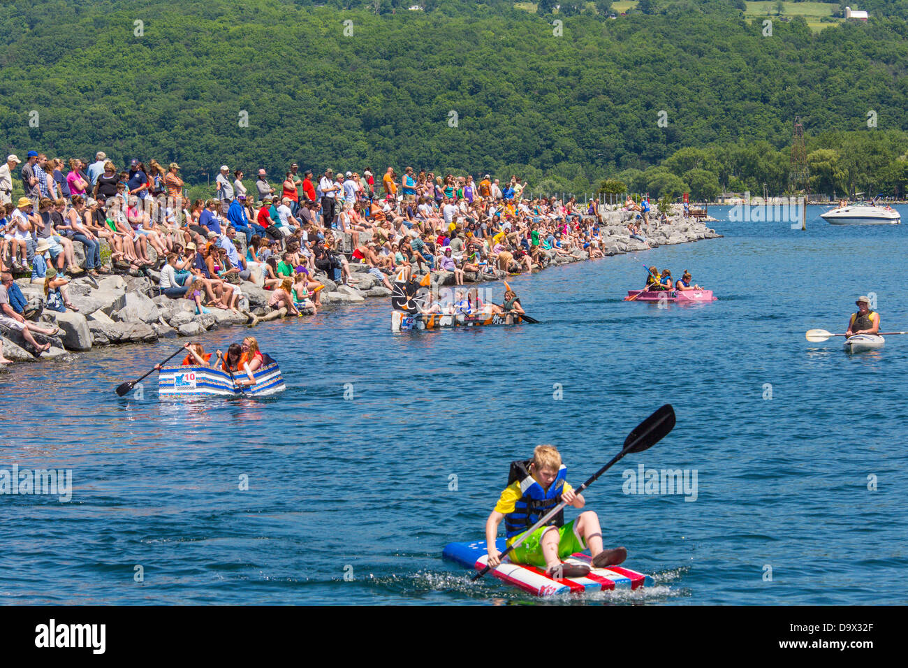 20th Annual Watkins Glen Waterfront Festival & Cardboard Boat Regatta held in the harbor of Watkins Glen New York Stock Photo