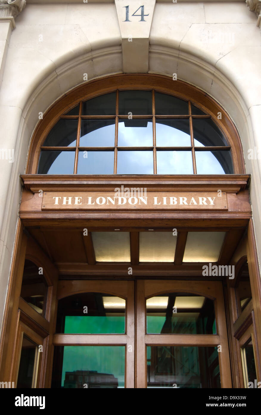 entrance detail of the london library, st james's square, london, england Stock Photo