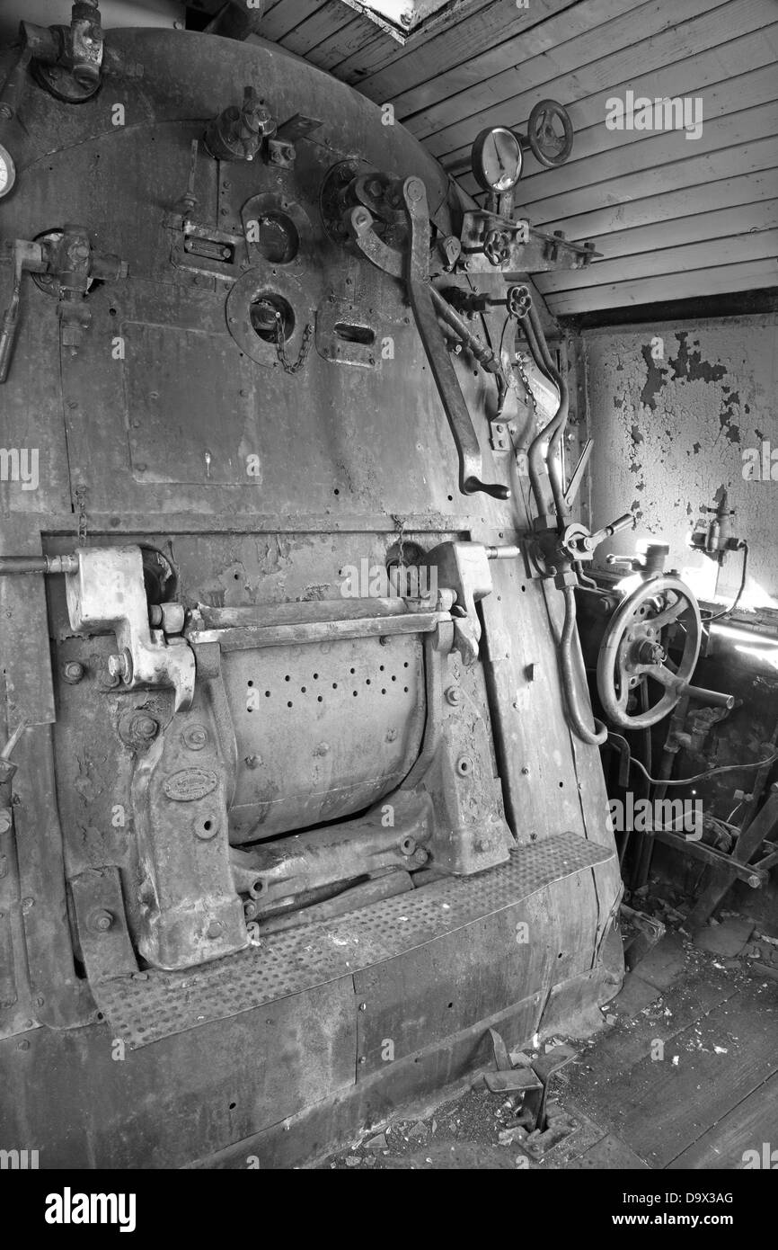 machine room of old locomotive Stock Photo