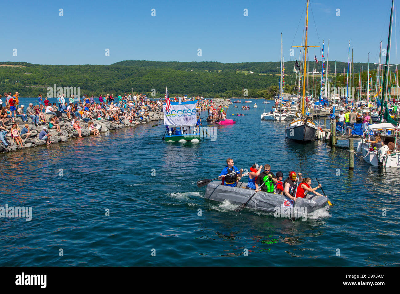 20th Annual Watkins Glen Waterfront Festival & Cardboard Boat Regatta held in the harbor of Watkins Glen New York Stock Photo