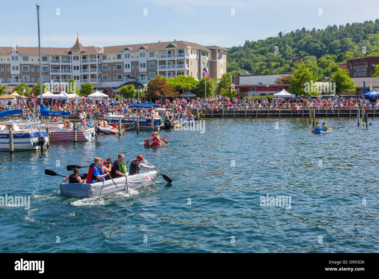 20th Annual Watkins Glen Waterfront Festival & Cardboard Boat Regatta held in the harbor of Watkins Glen New York Stock Photo