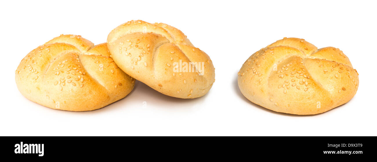 White isolated round pretzel Bread Stock Photo