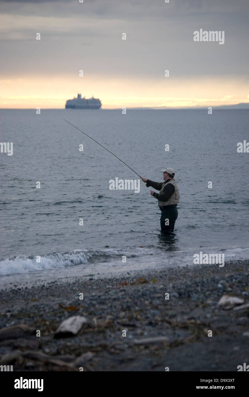 Fishing for Pink Salmon, also known as Humpies on Whidbey Island,Washington, Admiralty Inlet