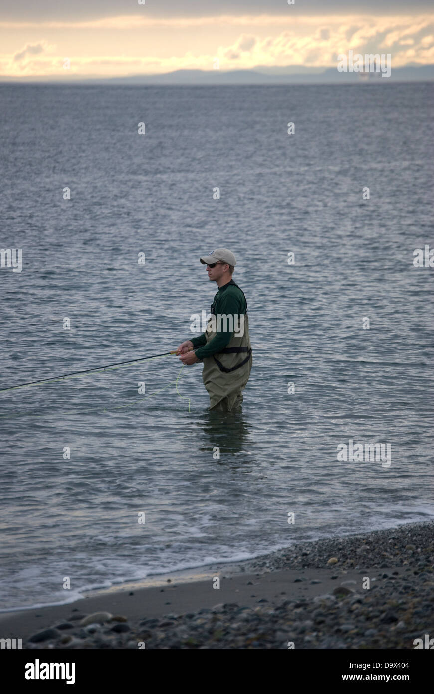 Fishing for Pink Salmon, also known as Humpies on Whidbey Island,Washington, Admiralty Inlet