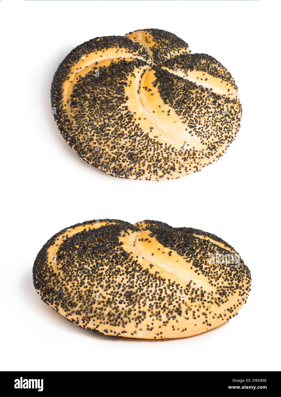 White isolated round pretzel Bread Stock Photo