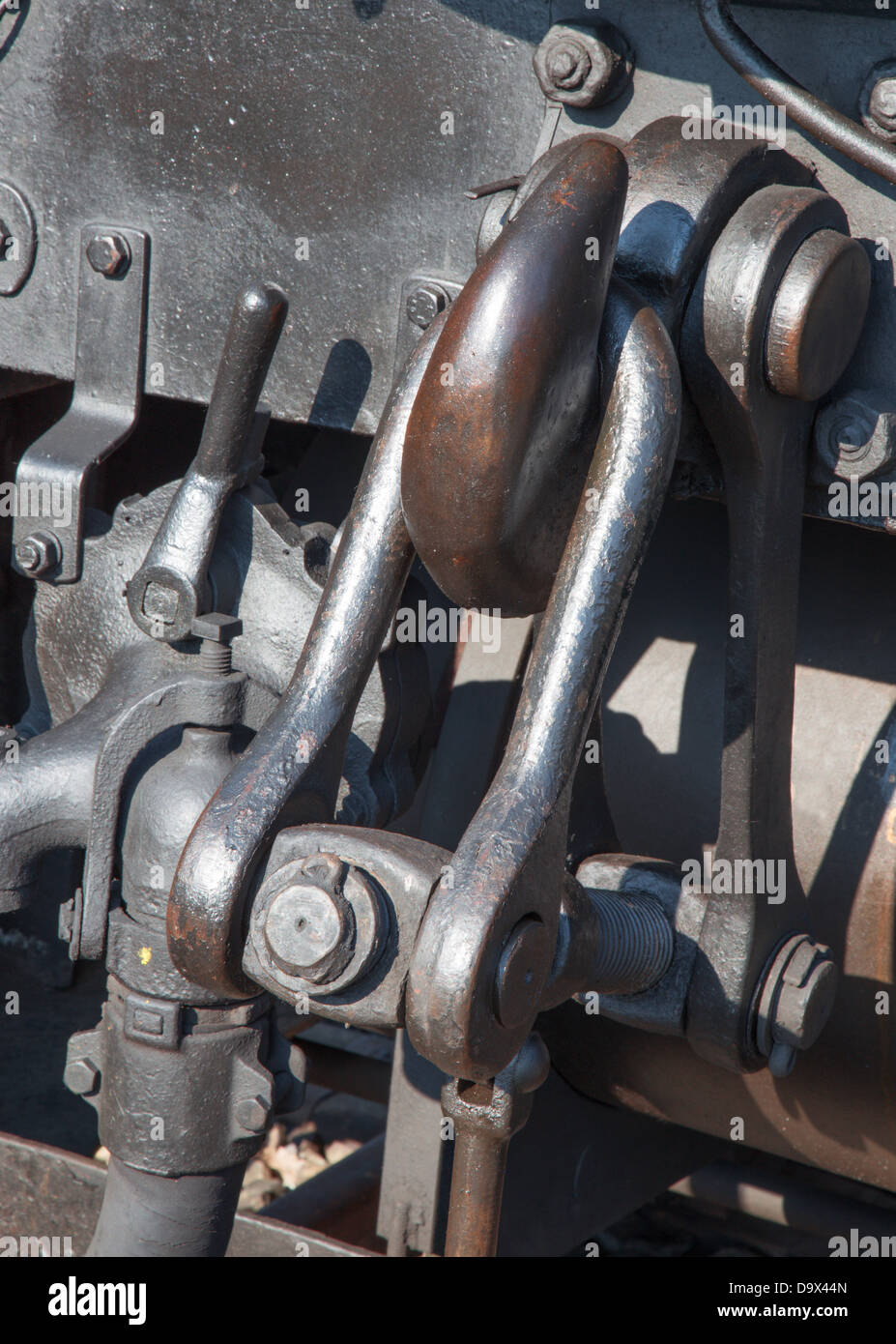 detail of tow hook on old steam locomotive Stock Photo