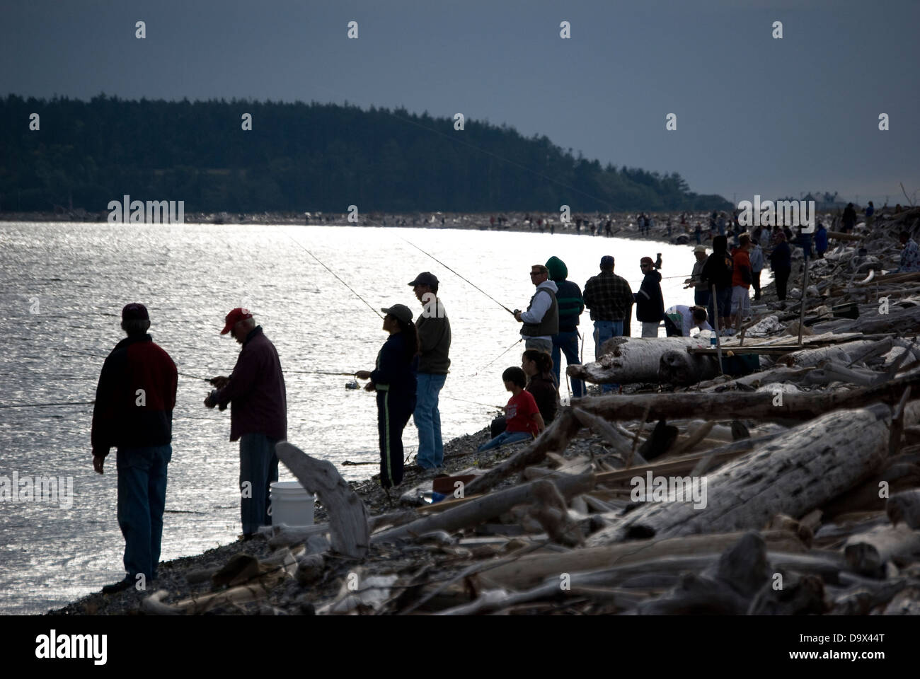 Fishing for Pink Salmon, also known as Humpies on Whidbey Island,Washington, Admiralty Inlet