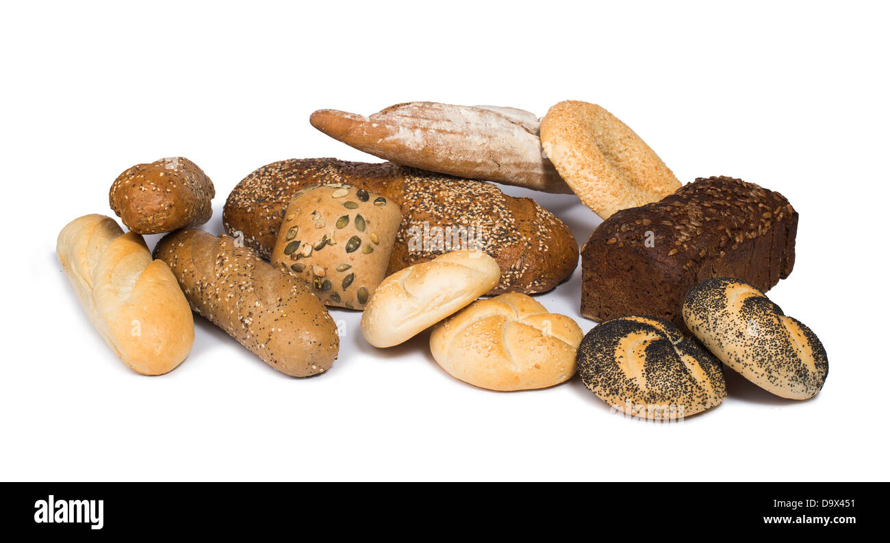 White isolated round pretzel Breads Stock Photo