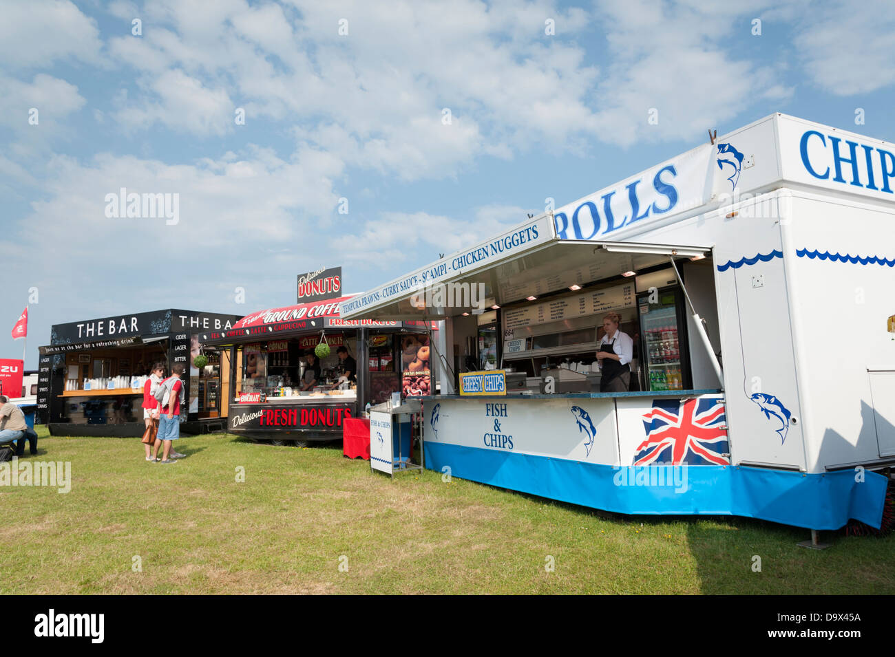 A row of food stalls at the Royal Cornwall Show Wadebridge UK 2013 Stock Photo