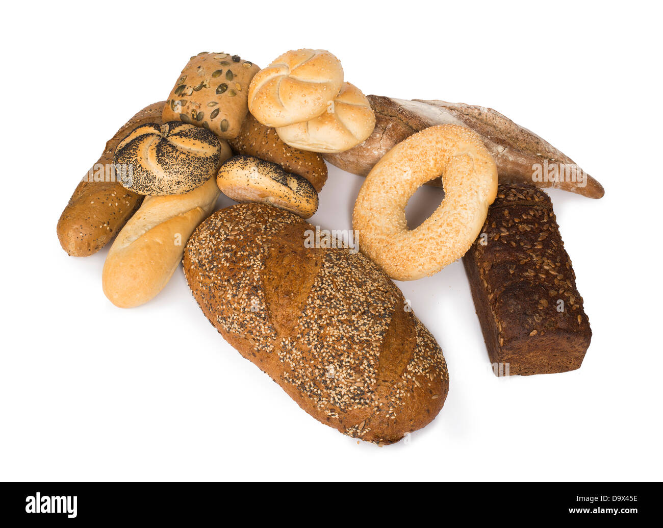 White isolated round pretzel Breads Stock Photo Alamy